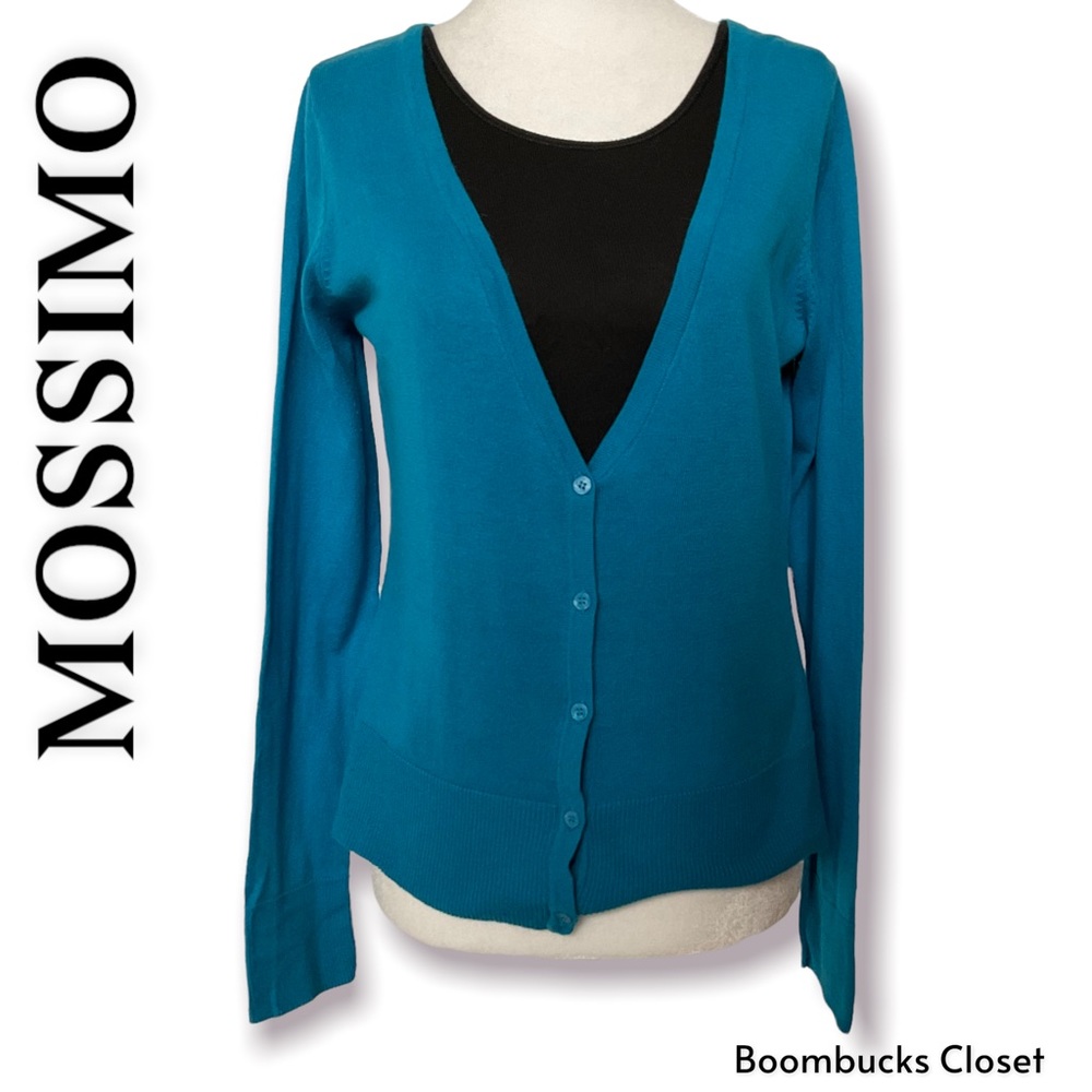 Like New Mossimo  Bright Cerulean Blue Cardigan Size M 100% cotton